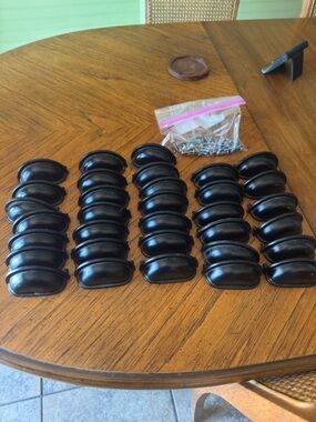 Seg of 33 Black Cup Pulls For Drawers & Cabinets Vintage style